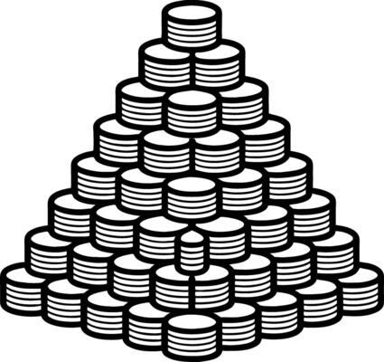 Stacked Coin Pyramid Illustration for Financial Growth and Wealth Symbolism