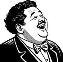 Cheerful Vintage Man Laughing in Tuxedo for Retro Design Projects and Art vector
