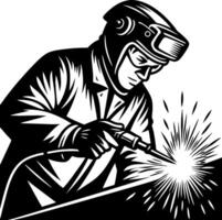 Welder Creating Sparks in Action Professional Welding Illustration for Industrial Use vector