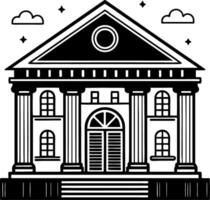 Classic Architectural Building Design with Columns for Illustration and Coloring Projects vector