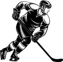 Dynamic Hockey Player in Motion Skating with Stick for Sports Design and Merchandise vector