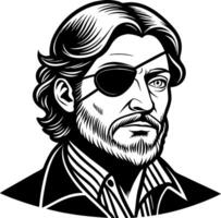 Stylized Portrait of a Bearded Man with an Eyepatch for Tattoo or Graphic Design Inspiration vector