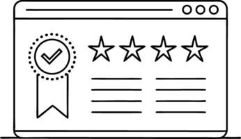 Online Review Page with Stars and Badge for Ratings and Feedback Evaluation vector