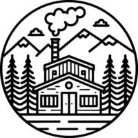 Cozy Cabin Surrounded by Pine Trees and Mountains Ideal for Nature Lovers and Outdoor Adventures vector