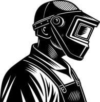 Detailed Portrait of a Welder in Protective Gear for Fabrication and Metalworking Projects vector
