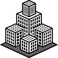 Three Dimensional City Skyline with Stylized Buildings for Urban Design and Architecture Art vector