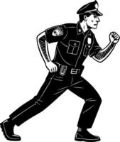Dynamic Police Officer Running Illustration Ideal for Law Enforcement Graphics vector