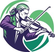 Elegant Violinist Playing Music in Dynamic Motion Artistic Style vector