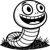 Cartoon Smiling Worm Character with Big Eyes and Cheerful Expression Ideal for Coloring Books vector