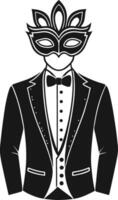 Elegant Man in Tuxedo with Decorative Mask Ideal for Carnival or Masquerade Themed Events vector