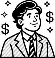 Successful Businessman with Dollar Symbols and Sparkles for Financial Representations vector