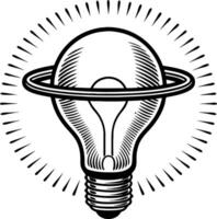 Innovative Light Bulb with Orbit Design Symbolizing Creativity and Inspiration vector