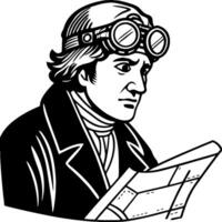 Vintage Explorer Studying Map with Goggles for Adventure Travel Design vector