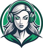 Stylish Female DJ Portrait with Headphones for Music Lovers