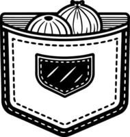 Stylized Pocket with Vegetables Graphic for Culinary Illustrations and Coloring Pages vector