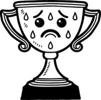 Sad Trophy Illustration with Tears Cute Character for Emotional Design Concepts vector