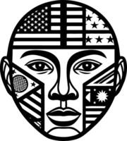 Abstract Face Design Featuring Multiple Flags for Cultural Representation and Artistic Projects vector
