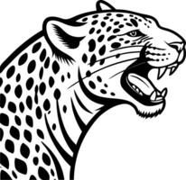 Majestic Leopard Head with Detailed Fur and Fierce Expression for Tattoo or Coloring Design vector