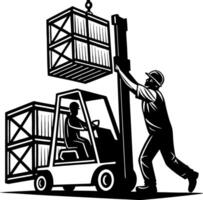 Forklift Operator Loading Crate in Warehouse Logistics Graphic Design for Safety Training vector