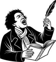 Creative Writer Expressing Passion with Open Book and Quill Penic Design vector