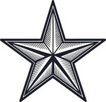 Stylized Black Star Design with Intricate Lines Ideal for Tattoo or Graphic Art Projects vector