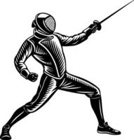 Dynamic Fencer in Action Illustrating Precision and Athleticism for Sport and Fitness Themes vector