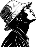 Stylized Silhouette of Man in Hat Looking Upward for Artistic Projects and Designs vector