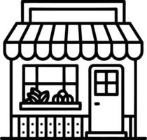 Charming Illustrated Shopfront Design with Awning and Flower Box for Creative Projects vector