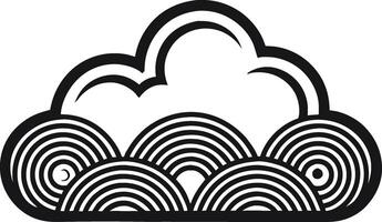 Stylized Cloud Design with Layered Curved Lines Ideal for Tattoos and Coloring Pages vector