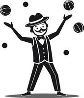 Cheerful Juggler Character Performing with Balls in Vintage Circus Style vector