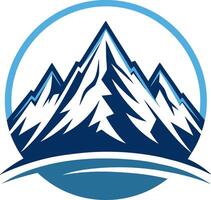 Majestic Snow-Capped Mountains in a Circular Design for Outdoor Adventure Themes vector