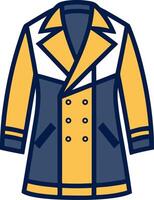 Stylish Yellow and Navy Double Breasted Coat Design for Fashion Illustrations and Merchandising vector