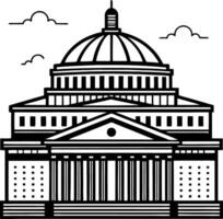 Detailed Illustration of a Classic Architectural Building with Dome and Columns for Art Projects vector