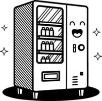 Cheerful Cartoon Vending Machine Character with Bottles for Fun Illustrations and Design Projects vector