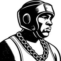 Bold Boxing Character with Helmet and Chain for Sports Apparel and Graphic Designs vector