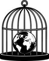 Caged Earth Globe Symbolizing Environmental Protection and Global Awareness for Creative Projects vector