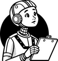Robot Girl Holding Clipboard with Futuristic Design for Tech and Education Themes vector