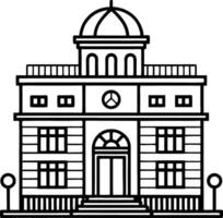 Illustration of a Historic Building with Dome and Steps Suitable for Coloring and Design Projects vector