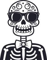 Stylish Skeleton Character in Sunglasses with Bowtie for Fun and Creative Designs vector