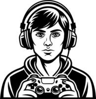 Gaming Boy with Headphones and Controller Illustration for Projects vector