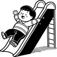 Happy Child Sliding Down Playground Slide Illustration for Kids Coloring Activities vector