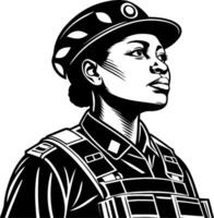 Empowered Female Soldier in Uniform Art for Graphics and Illustrations vector
