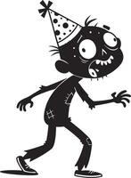 Playful Zombie Character in Party Hat for Halloween Decorations and Fun Illustrations vector