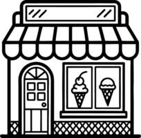 Charming Ice Cream Shop Front with Cone Display and Welcoming Entrance for Fun Designs vector