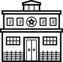 Vintage Style Building with Star Emblem Ideal for Coloring Books and Graphic Design vector