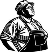 Confident Portrait of a Woman in Overalls and Cap Representing Hard Work and Resilience vector