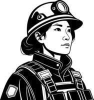 Female Miner Portrait in Safety Gear Celebrating Mining Industry Leadership and Empowerment vector