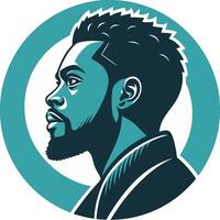 Stylish Profile Portrait of a Man with Short Hair and Beard in a Circular Design vector