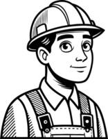 Happy Construction Worker Character Portrait for Coloring Books and Creative Projects vector