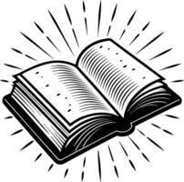 Open Book with Rays of Light Symbolizing Knowledge and Imagination for Creative Projects vector